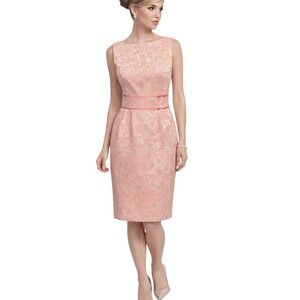 Talbots Women's Crew Neck A Line Floral Printed Pink Bow Lined Mini Dress Size 4